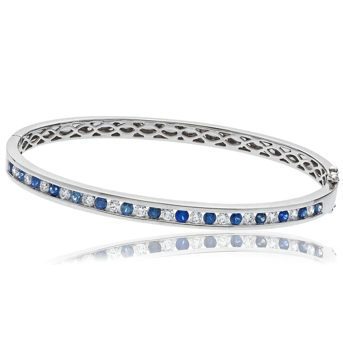 Sapphire & Diamond Bangle 1.95ct F VS Quality in 18k White Gold