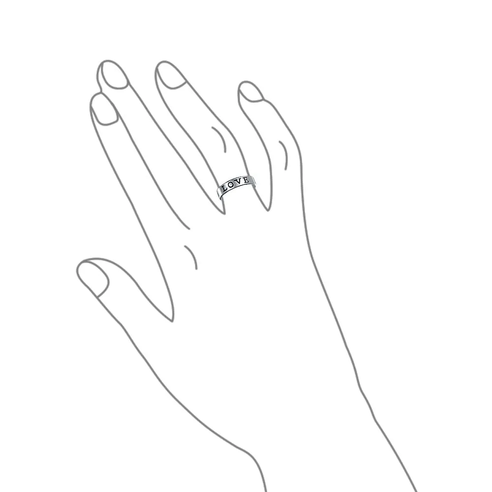 Sentimental Silver Ring: Stay Strong Promise Eternity Band Oxidized Sterling