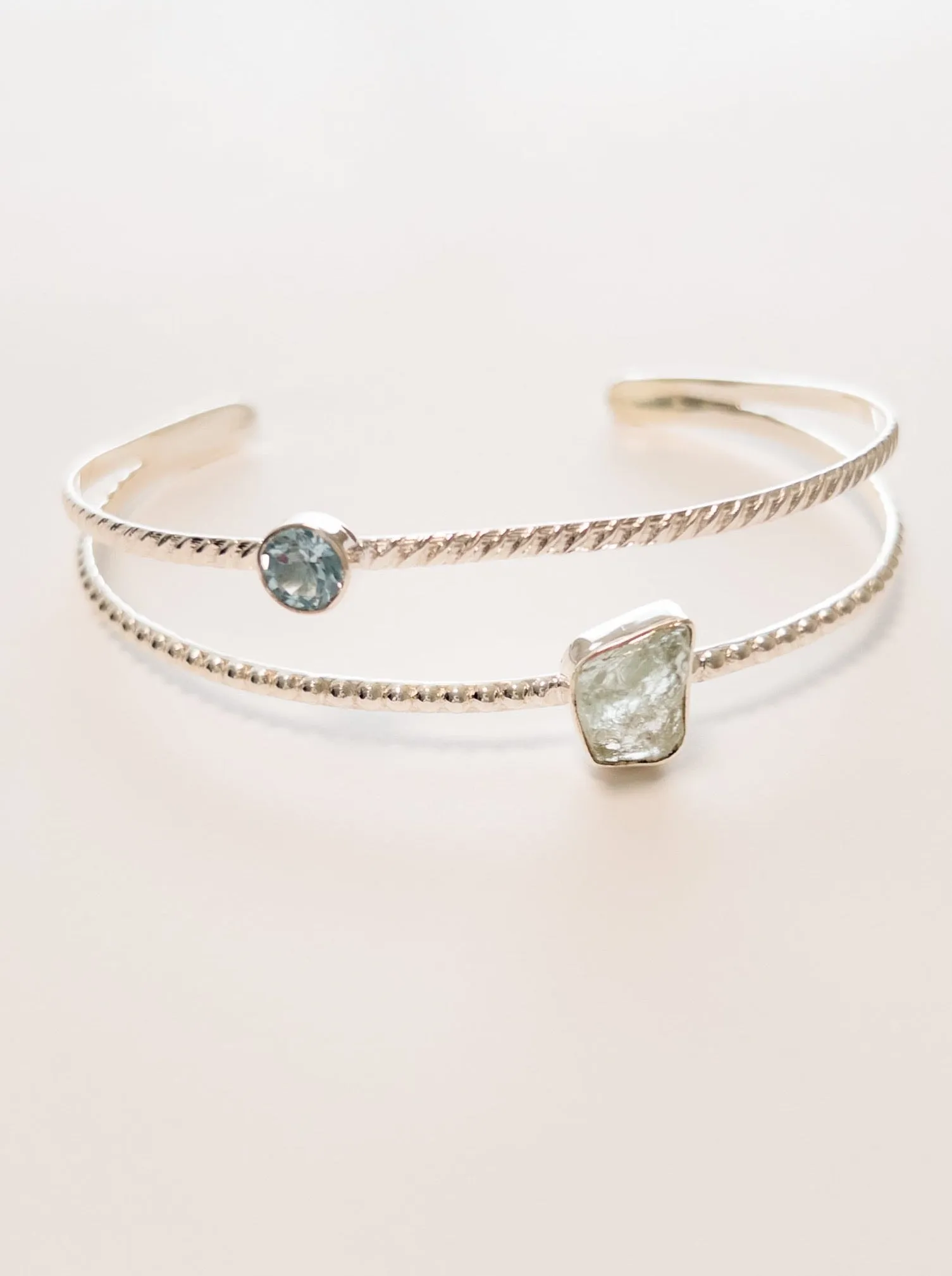 Serenity Rough Aquamarine and Blue Topaz nh Bracelet