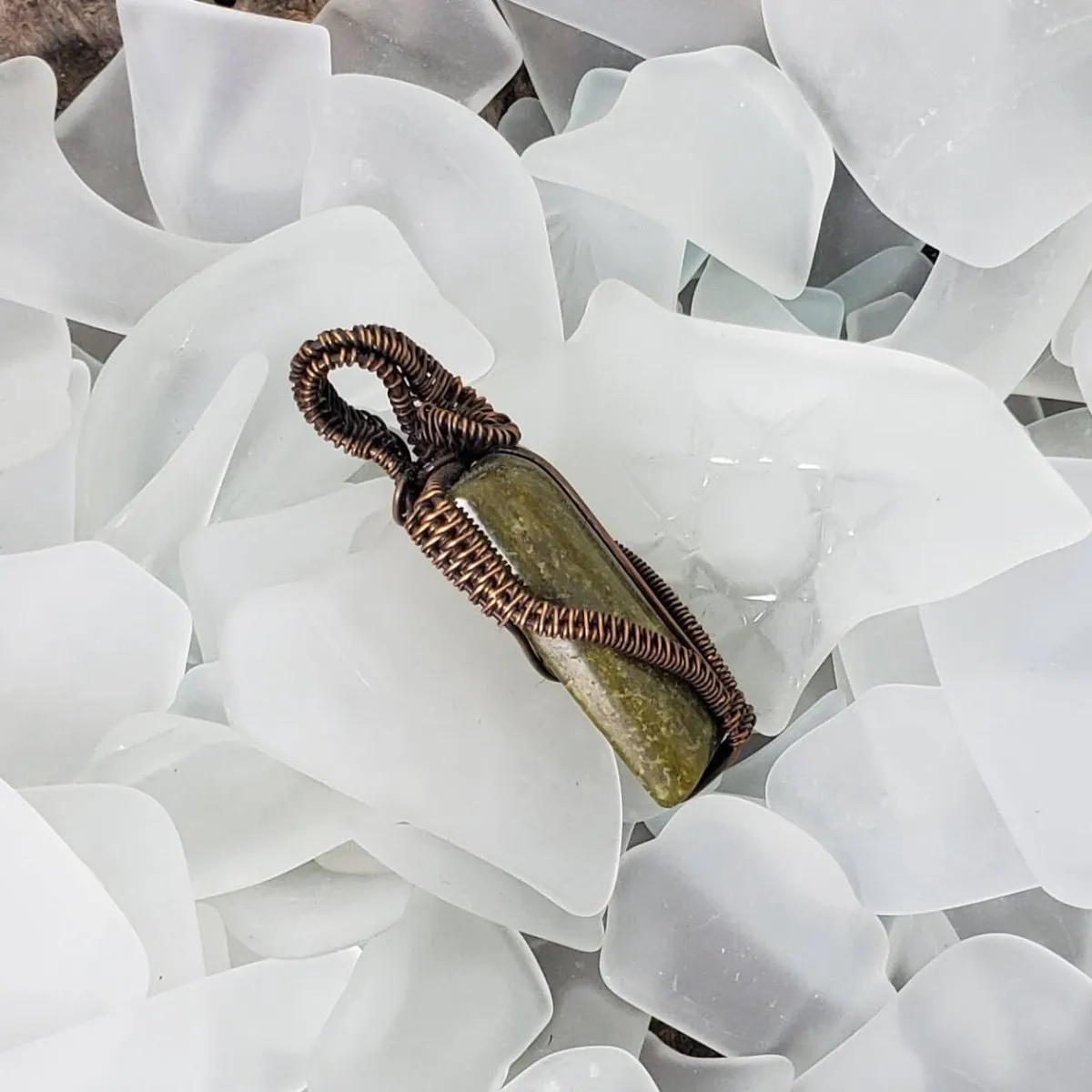Serpentine Rectangle Copper Woven Pendant