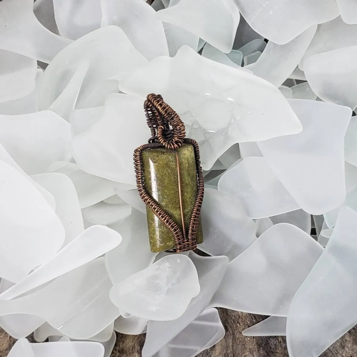 Serpentine Rectangle Copper Woven Pendant