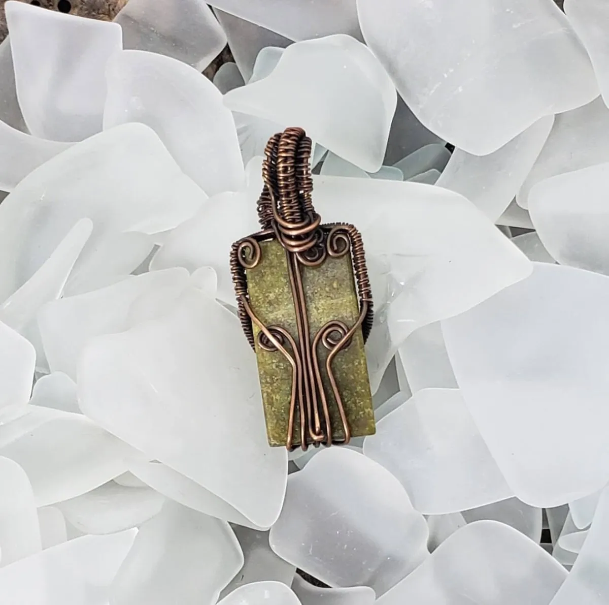 Serpentine Rectangle Copper Woven Pendant