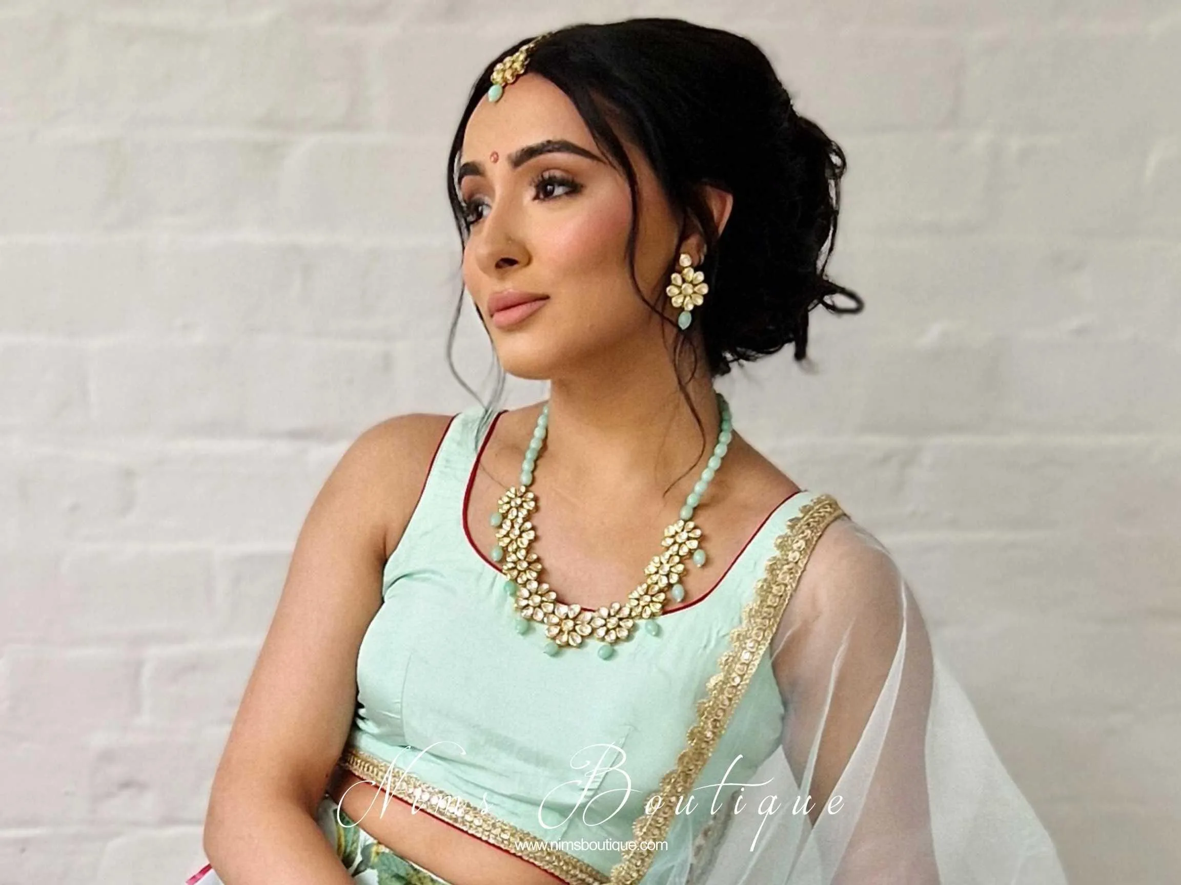 Shabana Kundan & Mint Jewellery Set