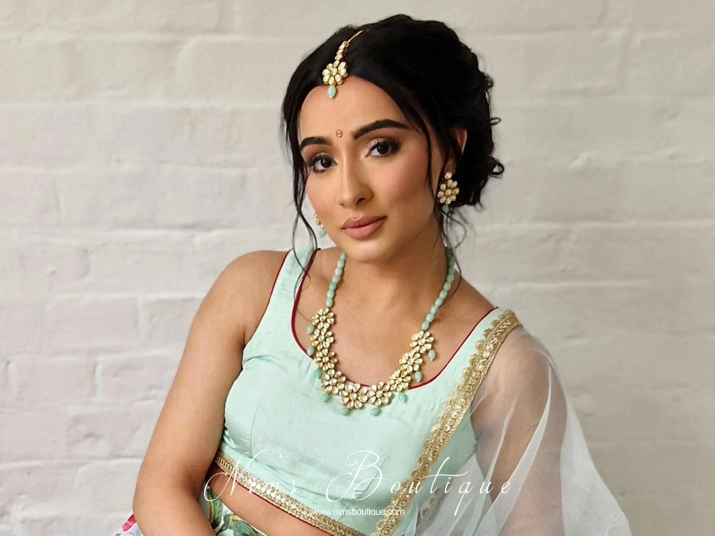 Shabana Kundan & Mint Jewellery Set