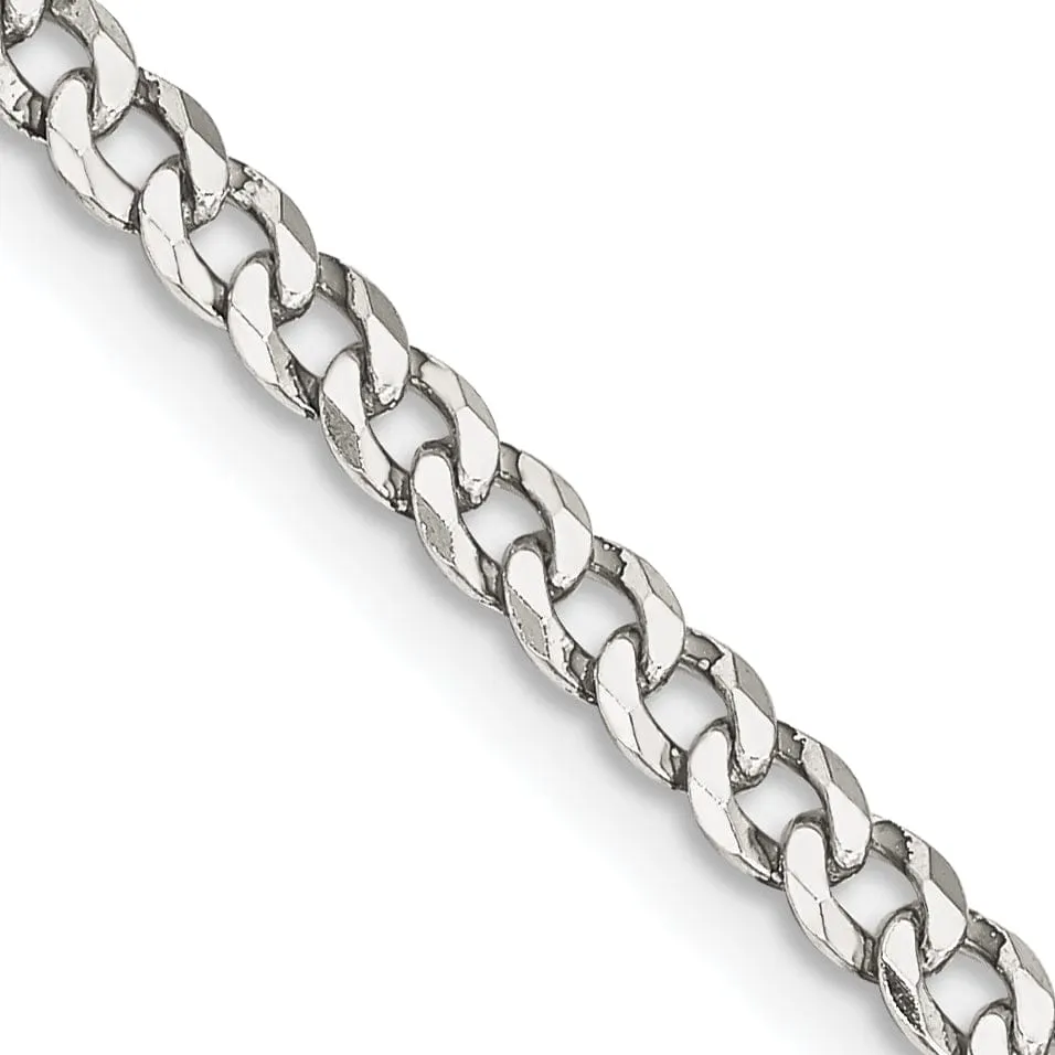 Silver 3.20-mm Solid Beveled Link Curb Chain