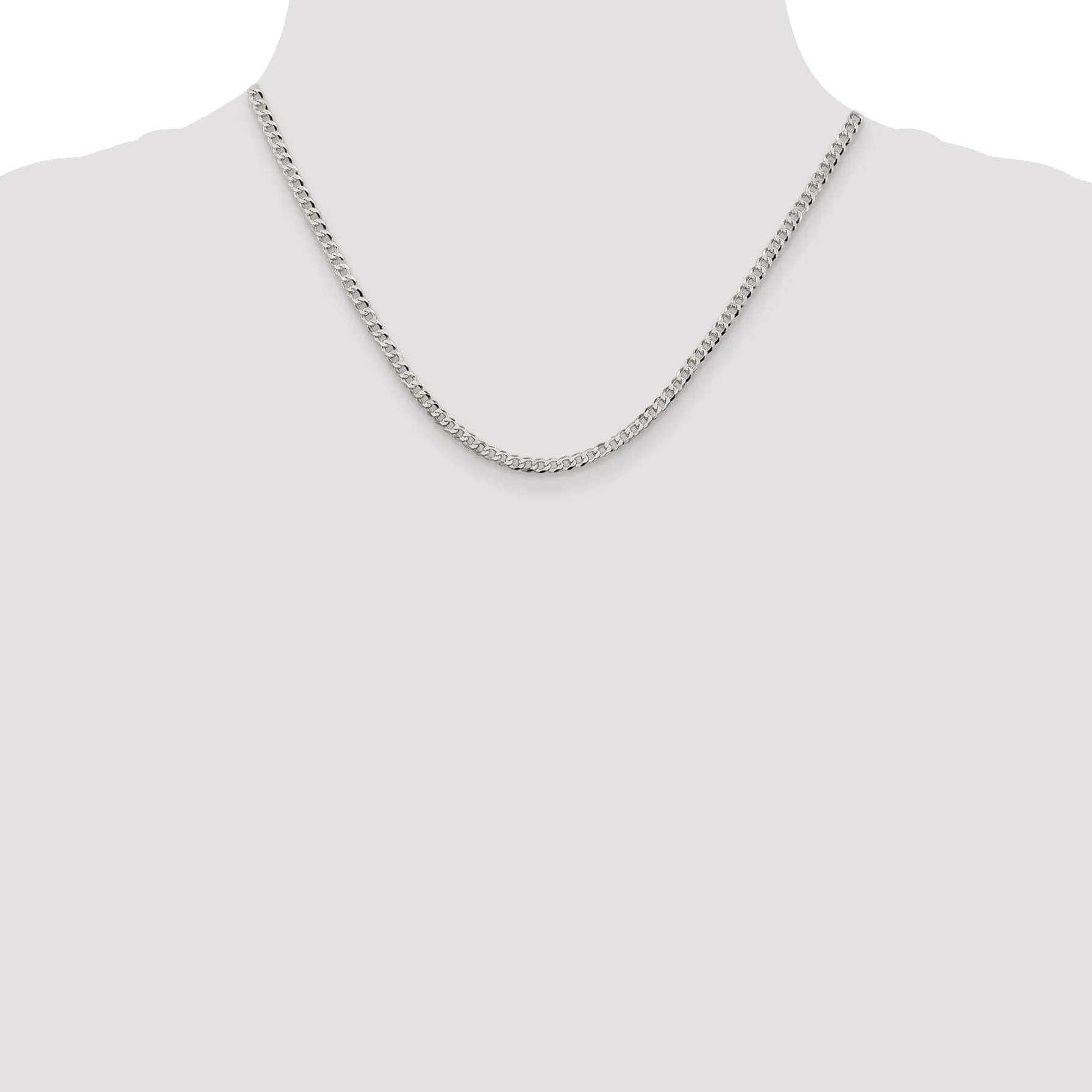 Silver 3.20-mm Solid Beveled Link Curb Chain