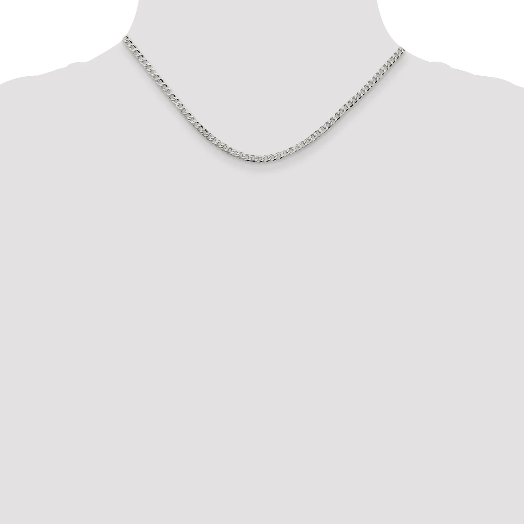 Silver 3.20-mm Solid Beveled Link Curb Chain