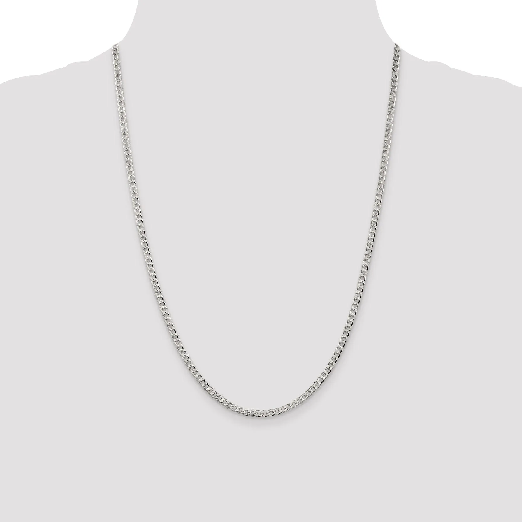 Silver 3.20-mm Solid Beveled Link Curb Chain