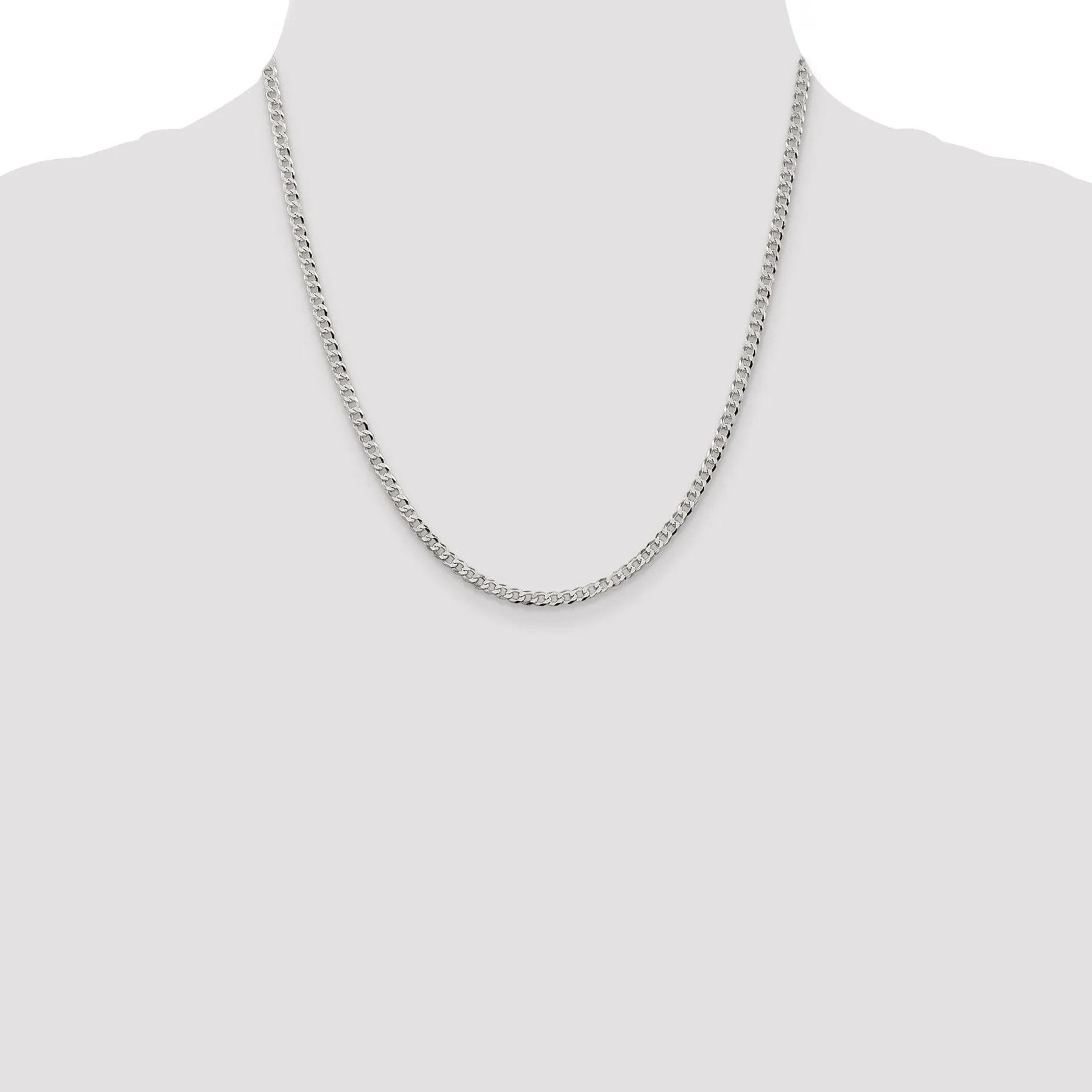 Silver 3.20-mm Solid Beveled Link Curb Chain