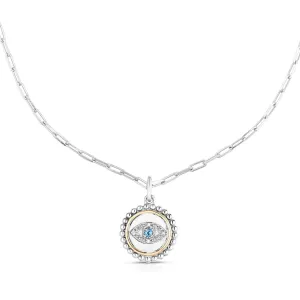 Silver & 18K Gold Evil Eye Medallion Necklace