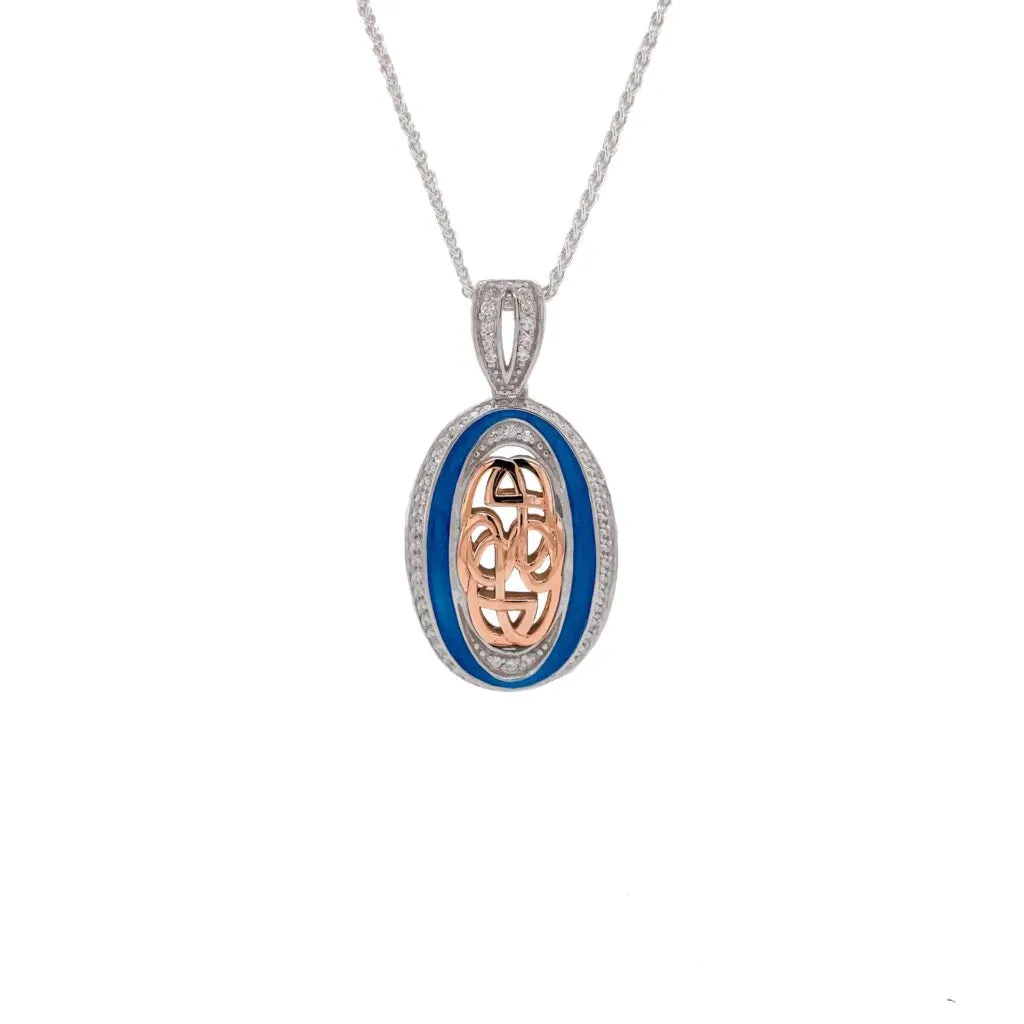 Silver And 10k Rose Gold Path Of Life Enamel Pendant Small by Keith Jack