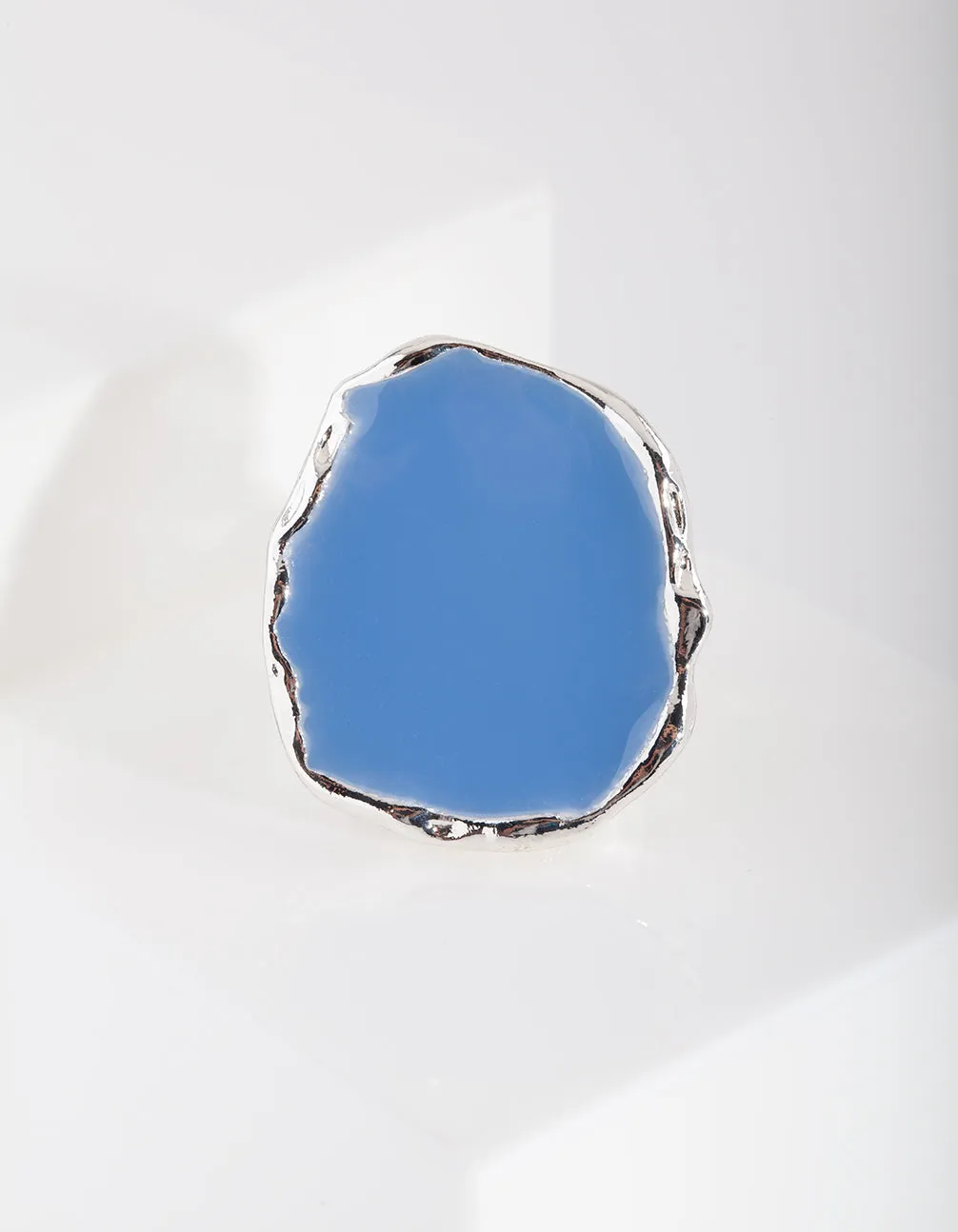 Silver Blue Enamel Ring
