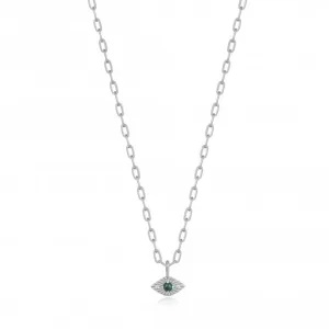 Silver Malachite Evil Eye Necklace N039-02H-M