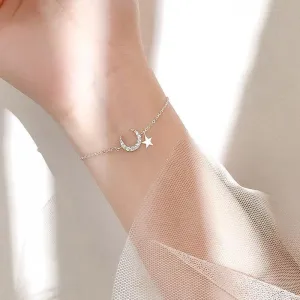 Silver Plated  Bracelets Zirconia Moon Star