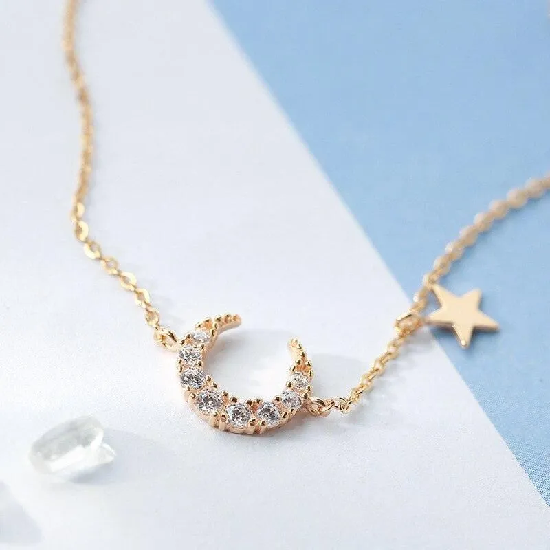 Silver Plated  Bracelets Zirconia Moon Star