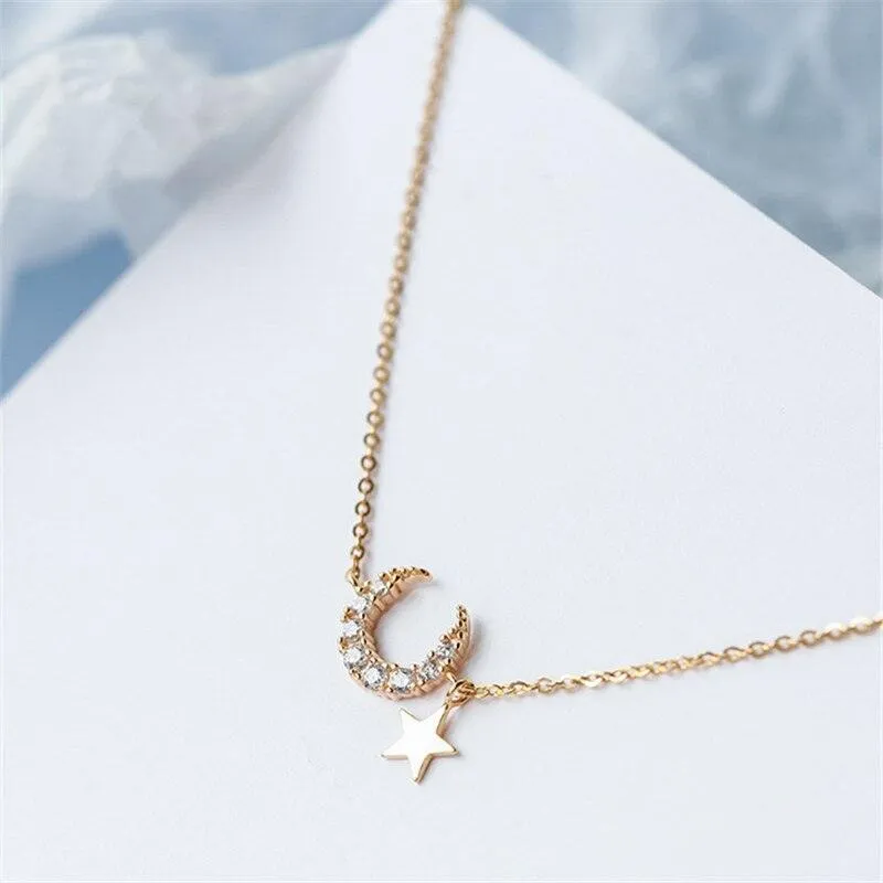 Silver Plated  Bracelets Zirconia Moon Star