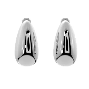 Silver Teardrop Clip On Stud Earrings
