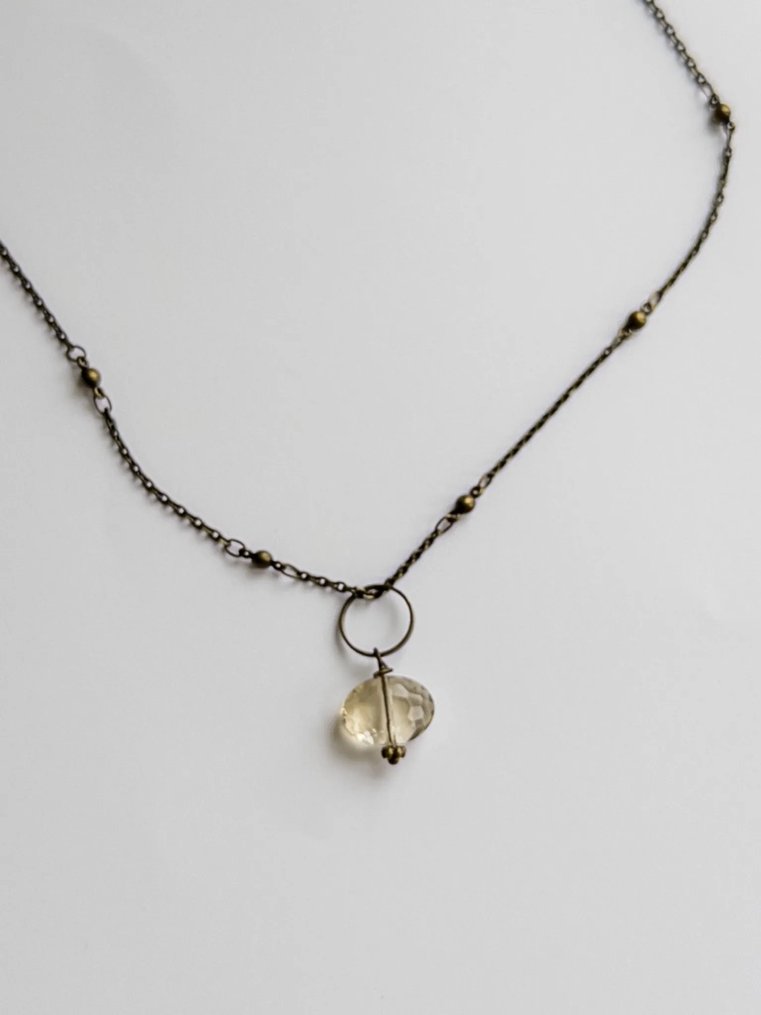 Simple Color Drop Necklace- Brass Neutral