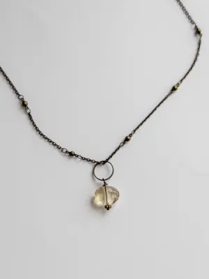 Simple Color Drop Necklace- Brass Neutral