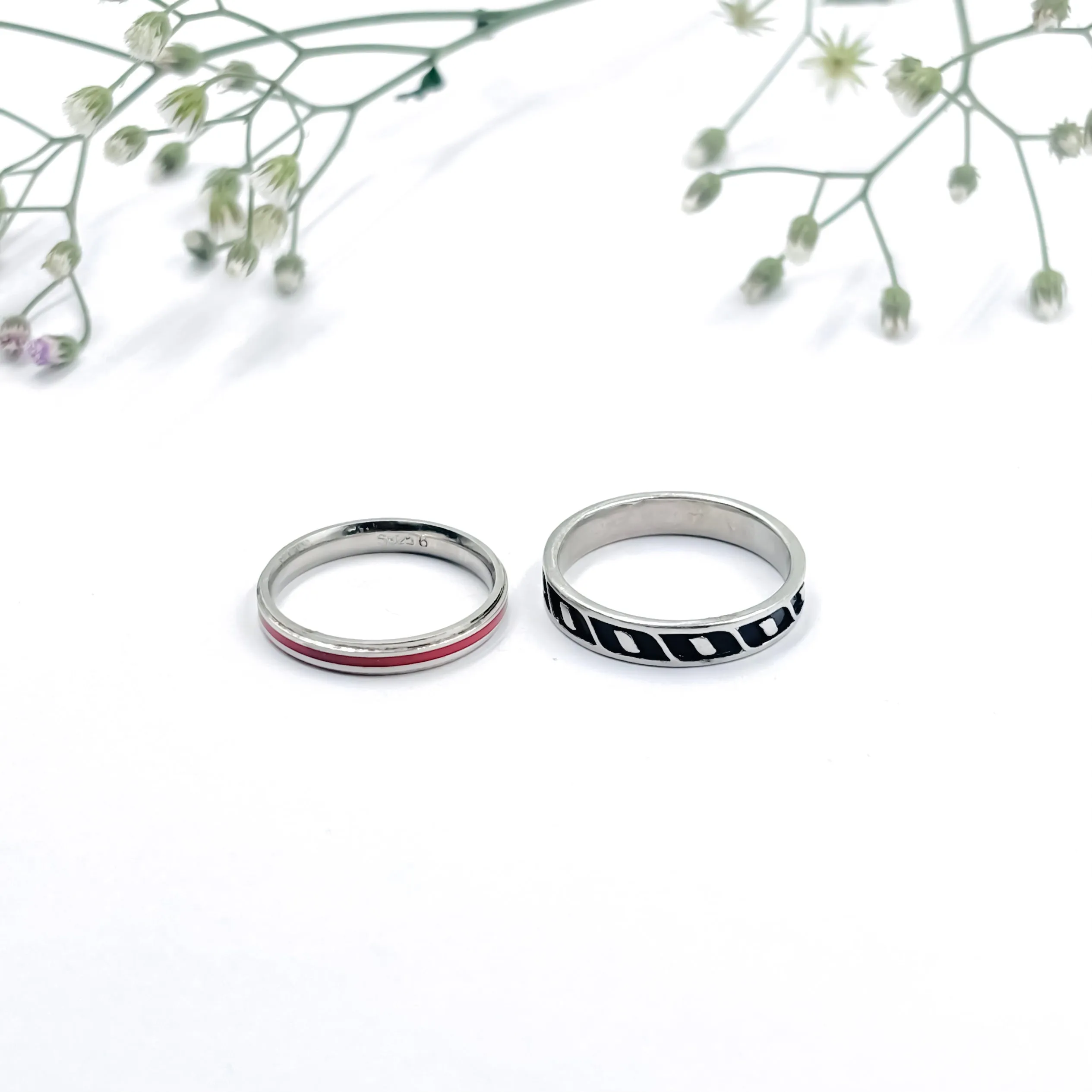 Simple yet Beautiful Silver Couple Rings with Central Design Detail.