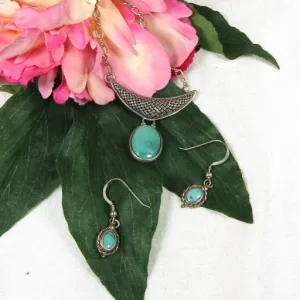 Sleeping Beauty Turquoise Pendant Necklace and Earrings