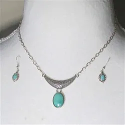 Sleeping Beauty Turquoise Pendant Necklace and Earrings