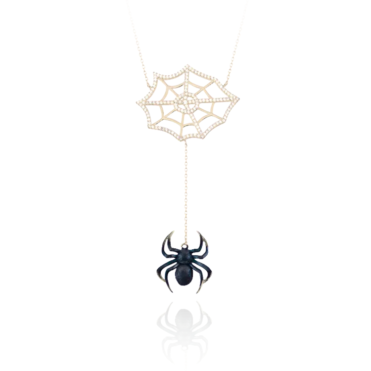 Small Burnt Web Spider Drop Necklace