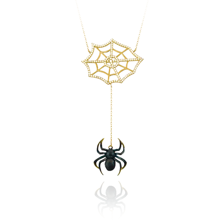 Small Burnt Web Spider Drop Necklace