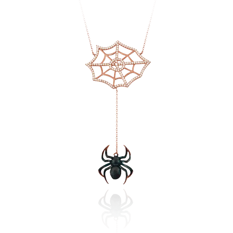 Small Burnt Web Spider Drop Necklace