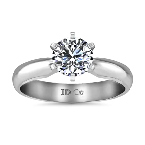 Solitaire Engagement Ring Wide Classic 6 Prong 14K White Gold