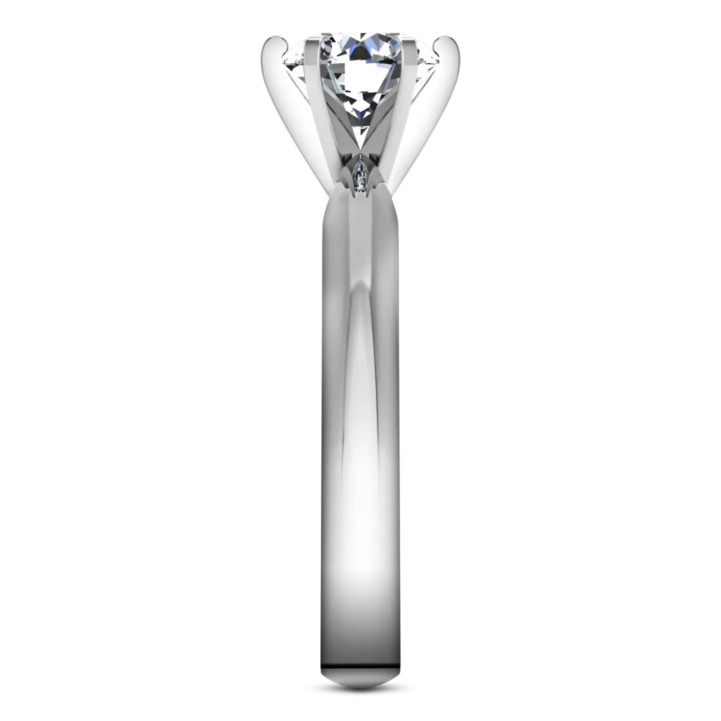 Solitaire Engagement Ring Wide Classic 6 Prong 14K White Gold