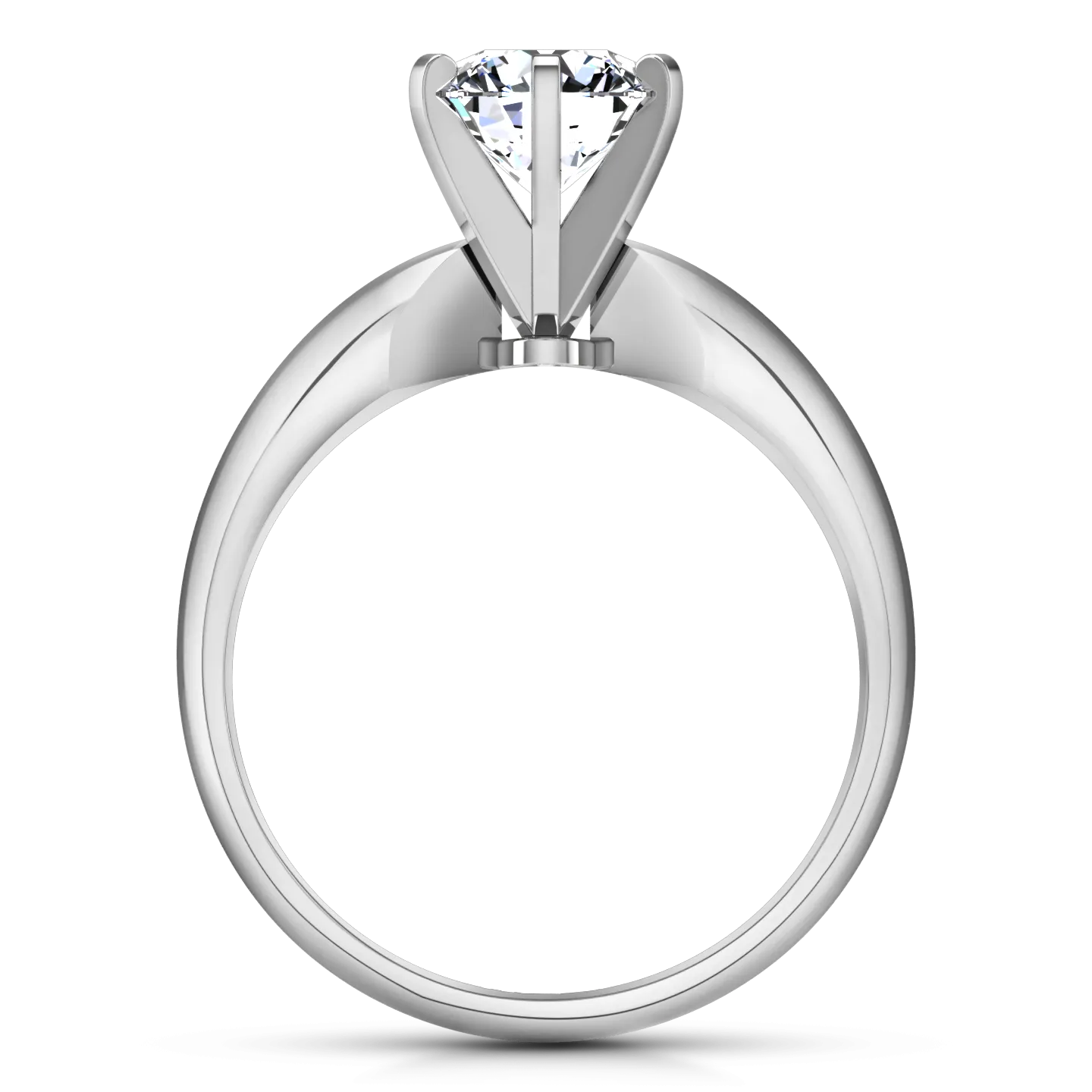 Solitaire Engagement Ring Wide Classic 6 Prong 14K White Gold