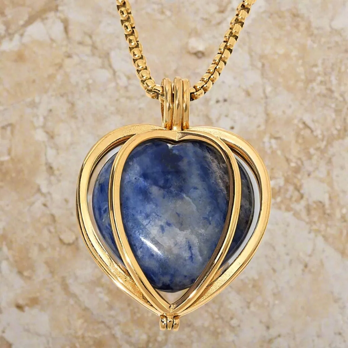 Stainless Steel Interchangeable Heart Locket with Chakra Gemstones | Adjustable Bolo Chain | 30"