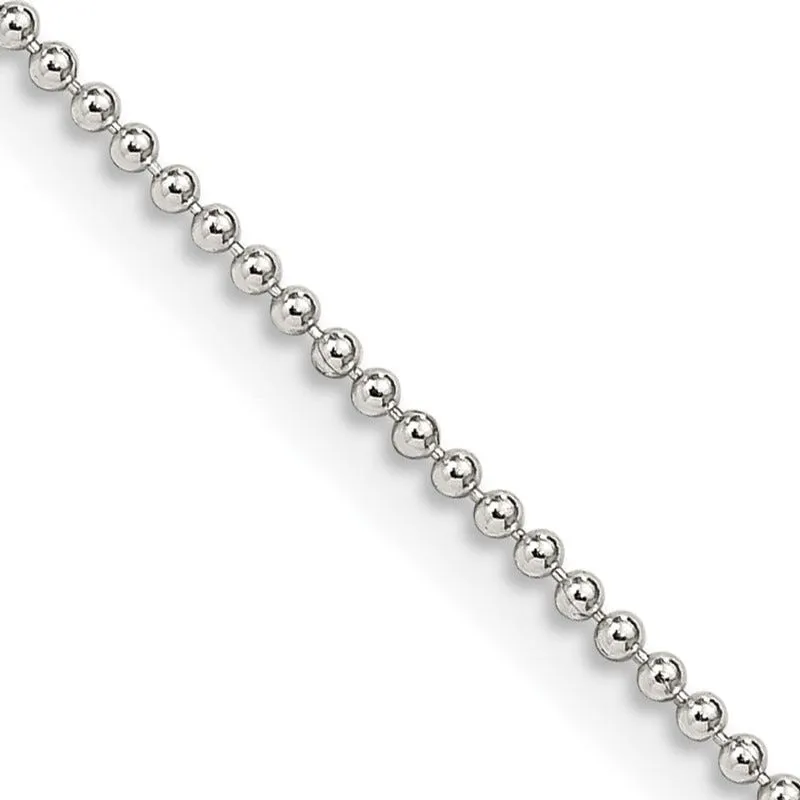 Sterling Silver 1.25mm Beaded Chain Necklace