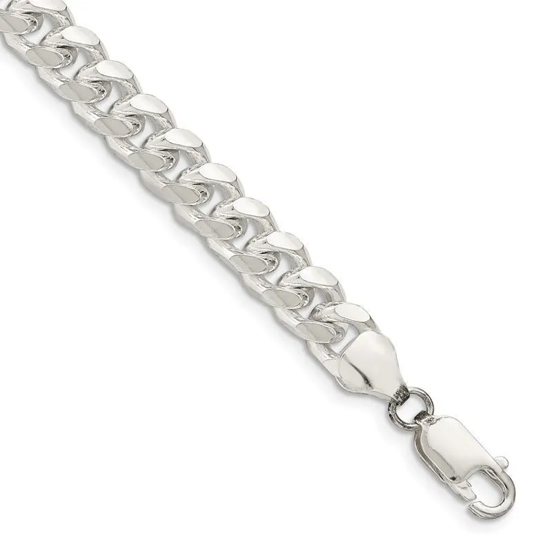 Sterling Silver 7.35mm Domed w/ Side D/C Curb Chain Bracelet