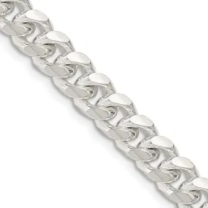 Sterling Silver 7.35mm Domed w/ Side D/C Curb Chain Necklace