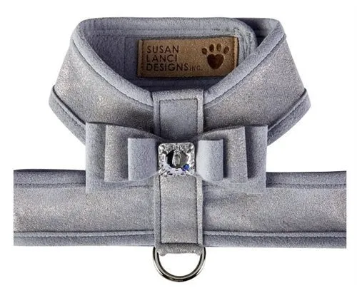 Susan Lanci Platinum Glitzerati Really Big Bow Tinkie Harness with Platinum Trim