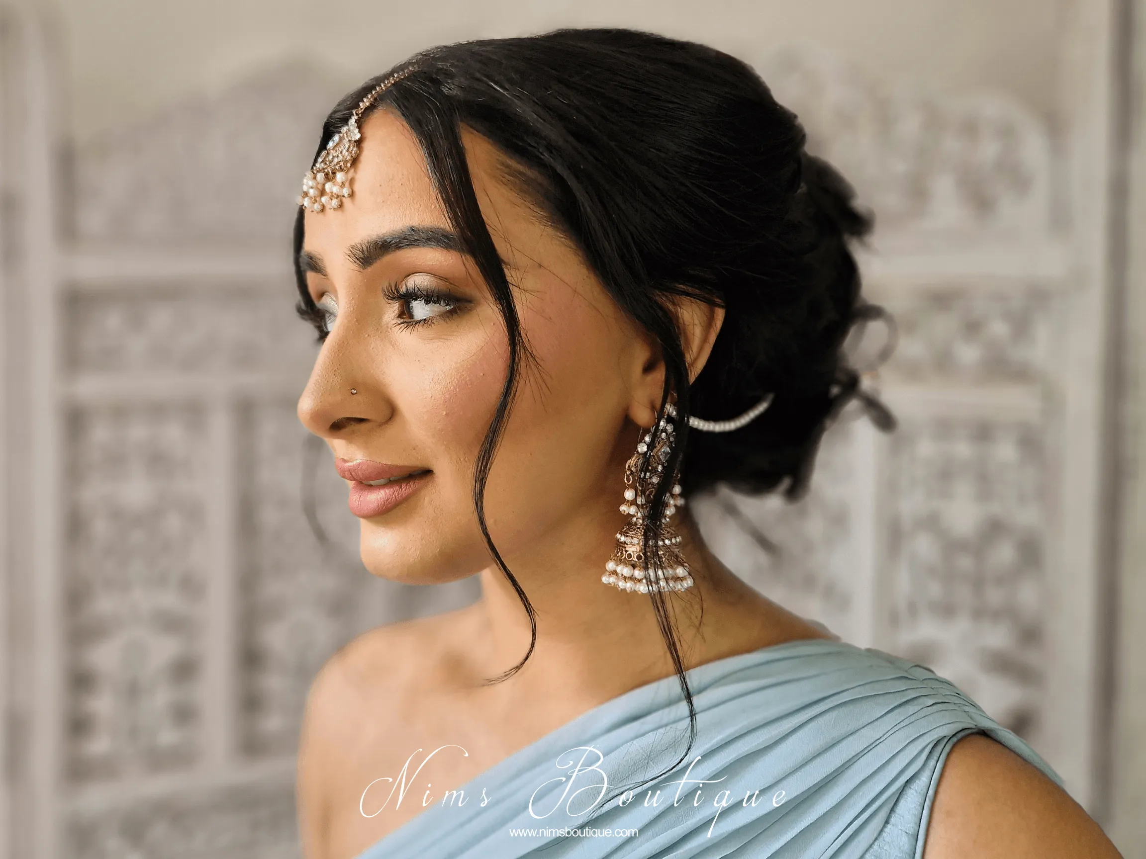 Tamannah Royal Pearl Earrings & Tikka Set