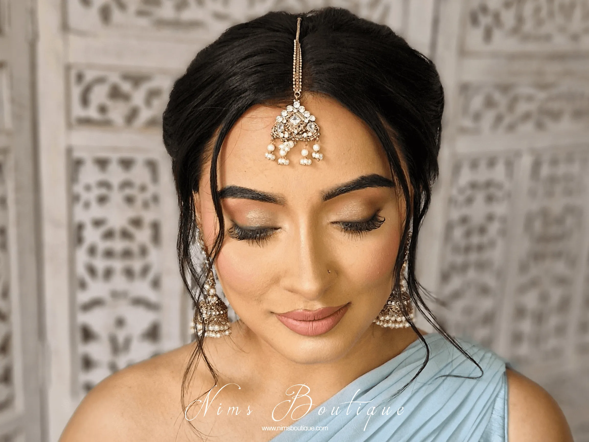 Tamannah Royal Pearl Earrings & Tikka Set