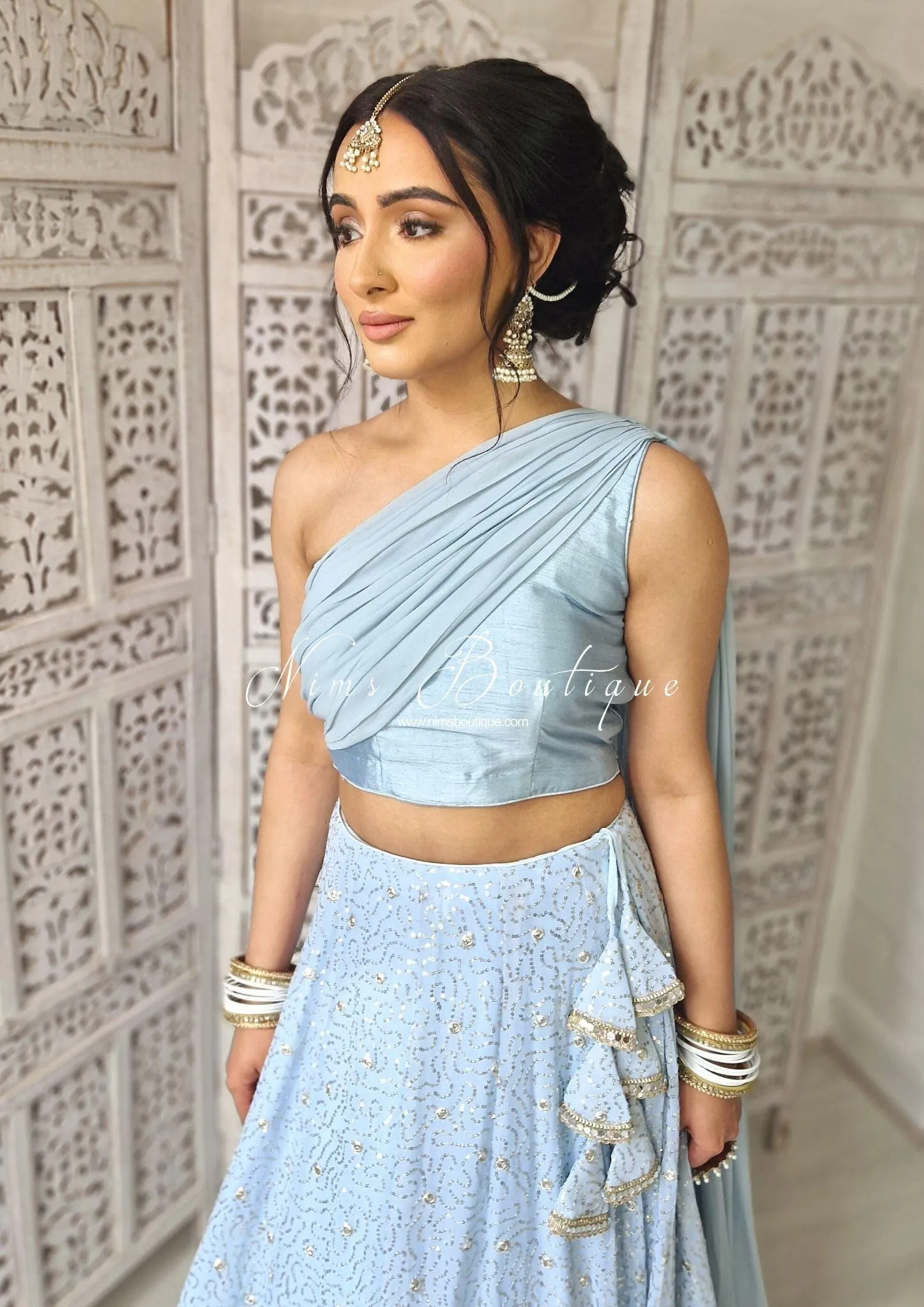 Tamannah Royal Pearl Earrings & Tikka Set
