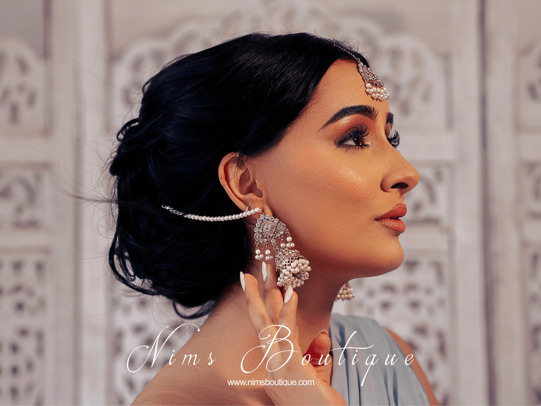 Tamannah Royal Pearl Earrings & Tikka Set