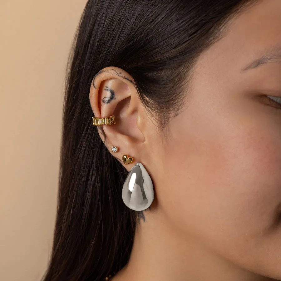 Teardrop Classic Silver 30mm Stud Earrings