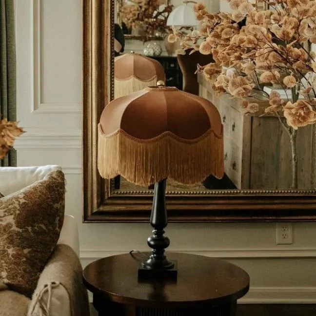 The Emmy Fringed Lampshade - golden fringe