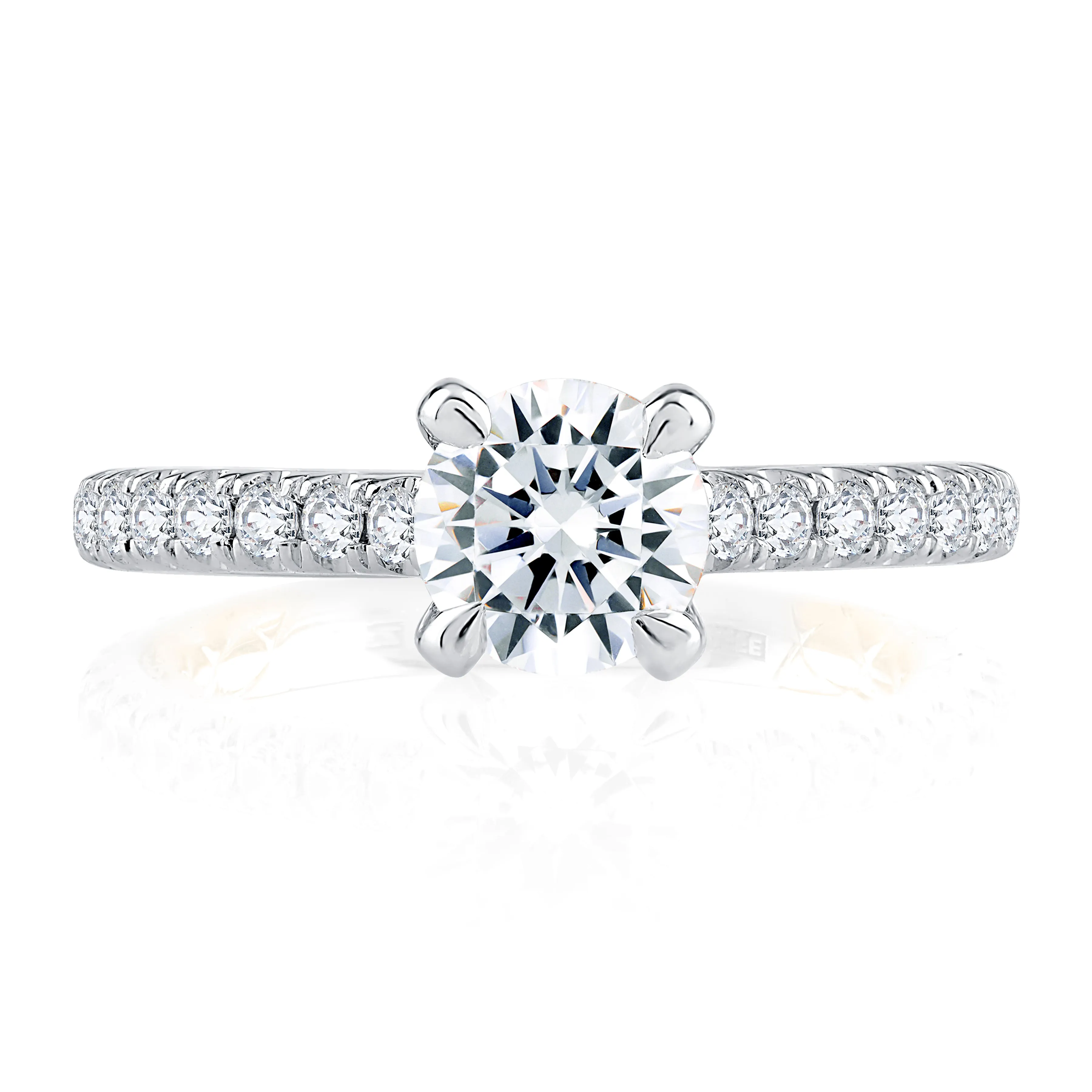 Timeless Two Tone Round Cut Diamond Engagement Ring