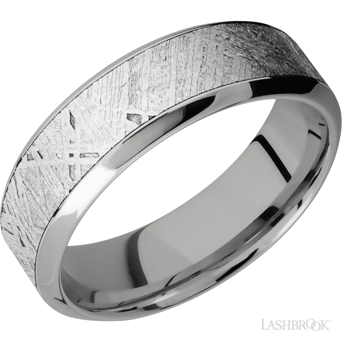 Titanium with Polish Finish and Meteorite Inlay - 7MM