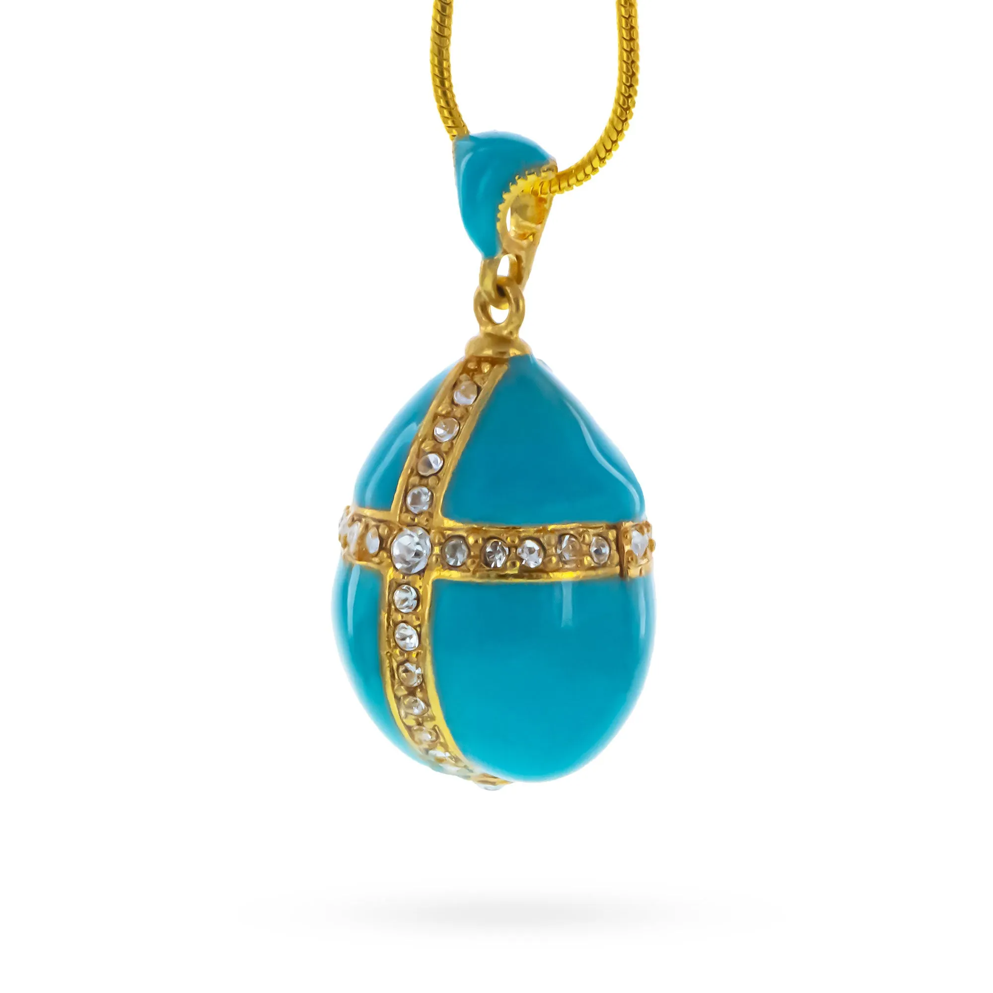 Turquoise Crystal Cross Royal Egg Pendant Necklace