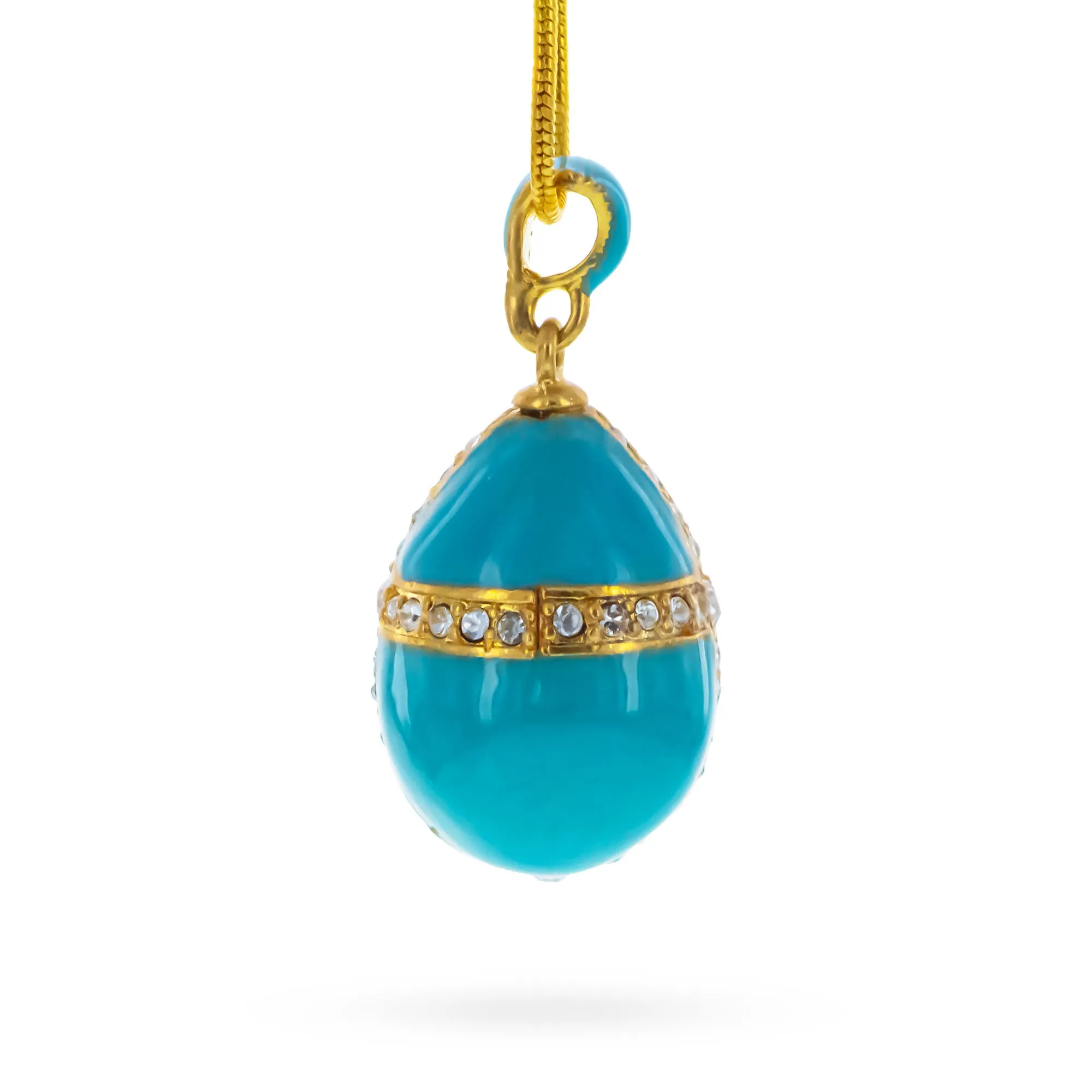 Turquoise Crystal Cross Royal Egg Pendant Necklace