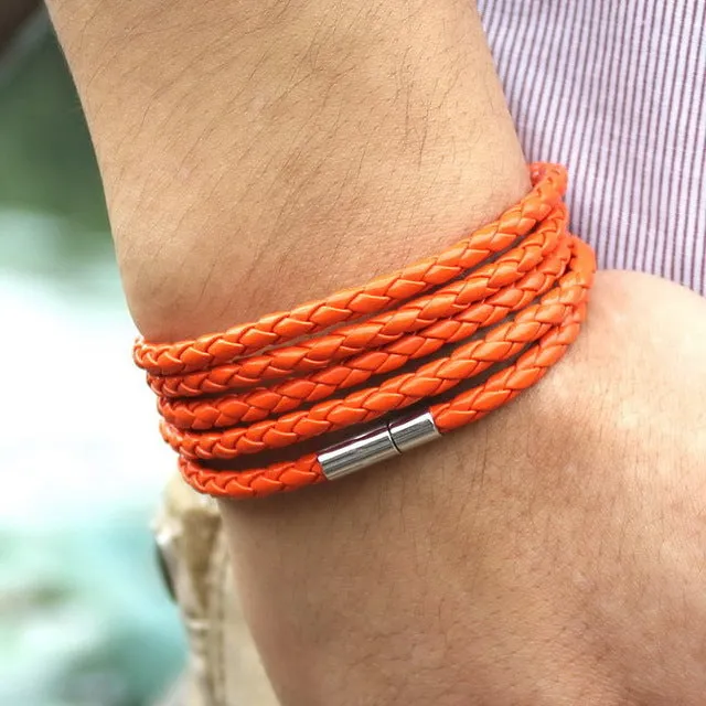 Vegan Leather Bracelet - 5 Laps , Unisex Bracelet, Choose from 10 Color options
