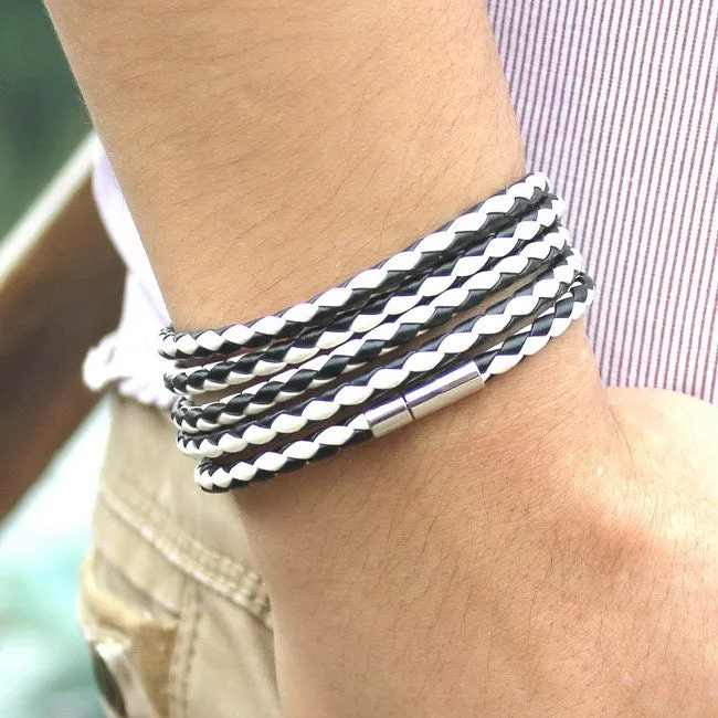 Vegan Leather Bracelet - 5 Laps , Unisex Bracelet, Choose from 10 Color options