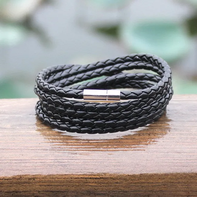 Vegan Leather Bracelet - 5 Laps , Unisex Bracelet, Choose from 10 Color options